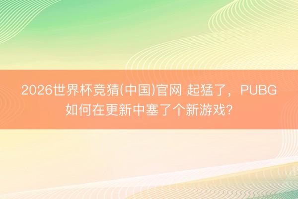 2026世界杯竞猜(中国)官网 起猛了，PUBG如何在更新中塞了个新游戏？