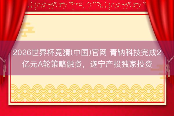2026世界杯竞猜(中国)官网 青钠科技完成2亿元A轮策略融资,遂宁产投独家投资