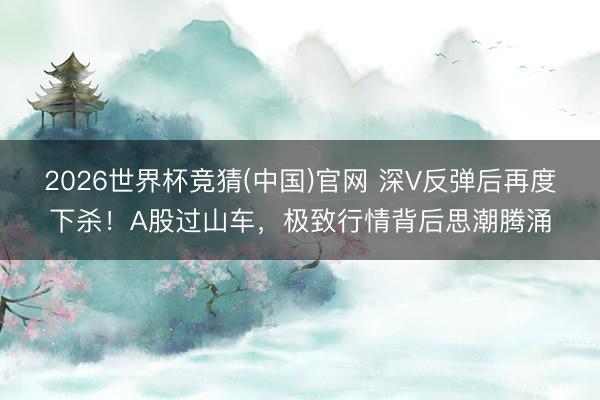 2026世界杯竞猜(中国)官网 深V反弹后再度下杀！A股过山车，极致行情背后思潮腾涌