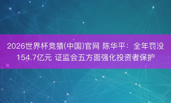 2026世界杯竞猜(中国)官网 陈华平：全年罚没154.7亿元 证监会五方面强化投资者保护