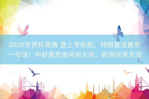 2026世界杯竞猜 登上专机前，特朗普送普京一句话！中好意思俄风向太快，欧洲欲哭无泪