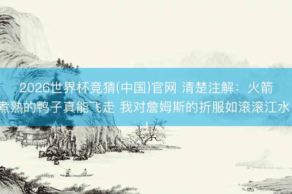 2026世界杯竞猜(中国)官网 清楚注解：火箭煮熟的鸭子真能飞走 我对詹姆斯的折服如滚滚江水！