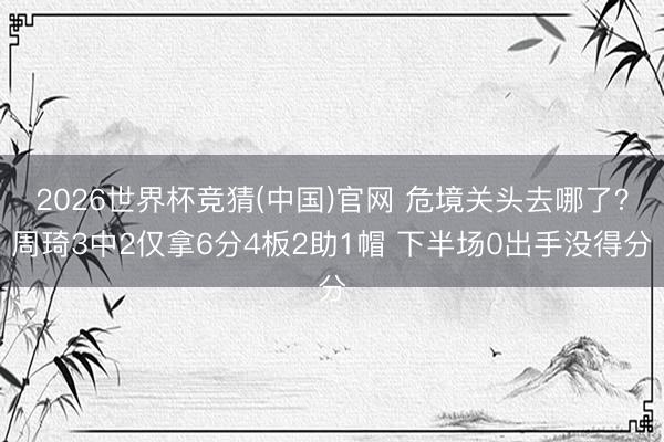 2026世界杯竞猜(中国)官网 危境关头去哪了？周琦3中2仅拿6分4板2助1帽 下半场0出手没得分