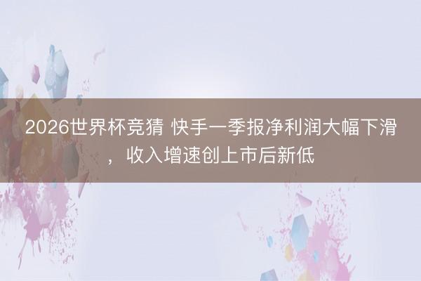 2026世界杯竞猜 快手一季报净利润大幅下滑,收入增速创上市后新低