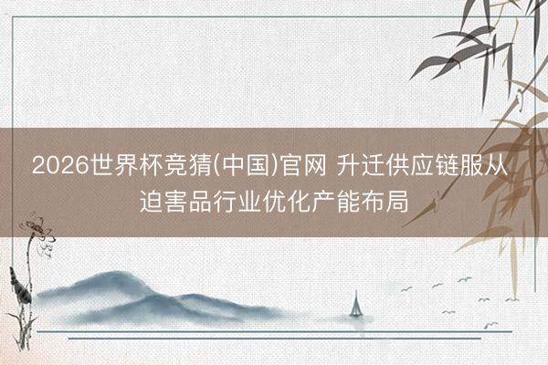 2026世界杯竞猜(中国)官网 升迁供应链服从 迫害品行业优化产能布局