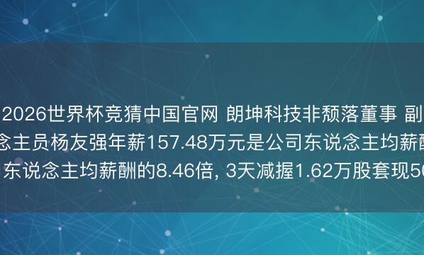 2026世界杯竞猜中国官网 朗坤科技非颓落董事 副总司理 中枢技能东说念主员杨友强年薪157.48万元是公司东说念主均薪酬的8.46倍， 3天减握1.62万股套现50.62万元