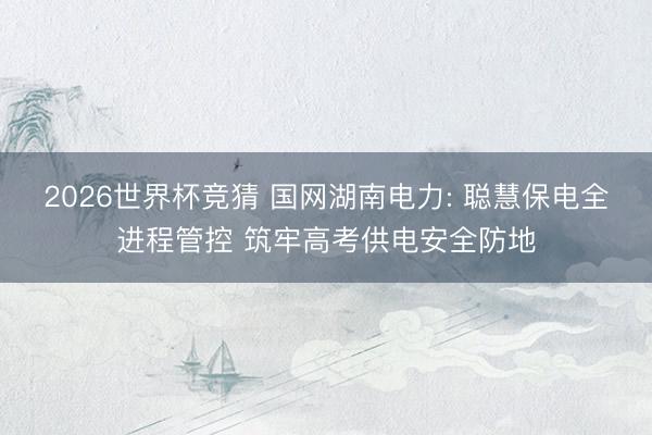 2026世界杯竞猜 国网湖南电力: 聪慧保电全进程管控 筑牢高考供电安全防地