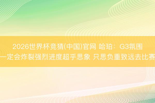 2026世界杯竞猜(中国)官网 哈珀：G3氛围一定会炸裂强烈进度超乎思象 只思负重致远去比赛
