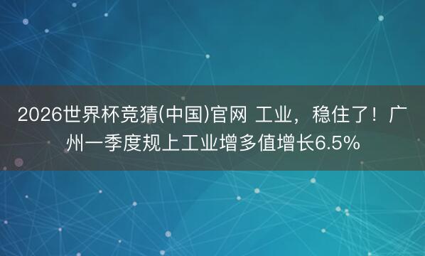 2026世界杯竞猜(中国)官网 工业,稳住了!广州一季度规上工业增多值增长6.5%